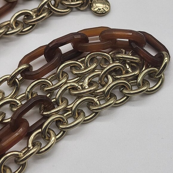 J. Crew Gold Tone Cable Chain Brown Acrylic Mixed Necklace - Picture 6 of 8